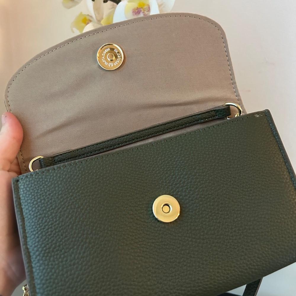 Nanette Lepore Olive Green Small Crossbody Bag With Gold Hardware - Picture 5 of 7